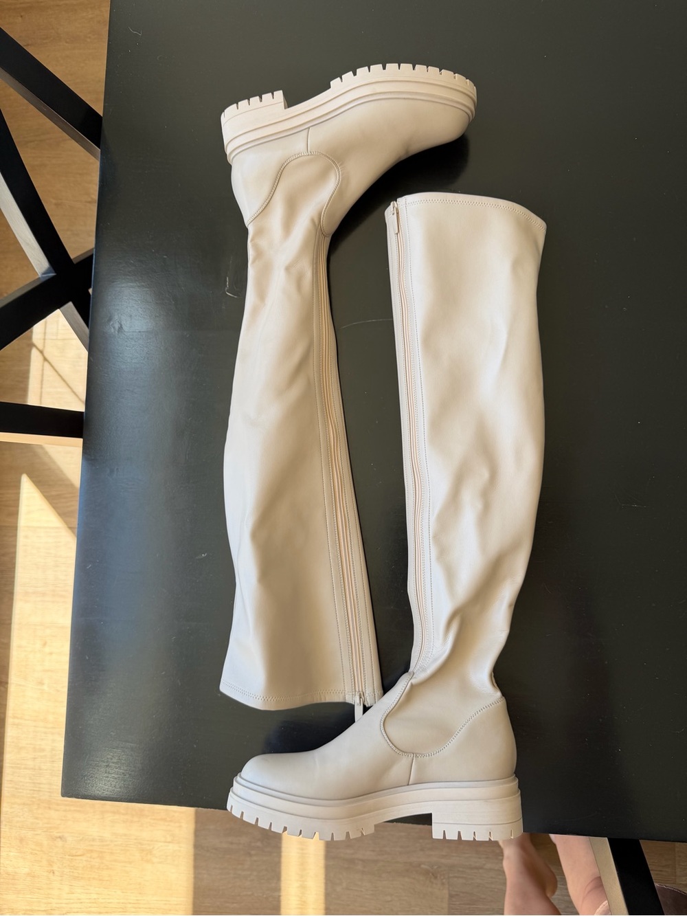 Women's Over-the-Knee Chunky Sole Boots - Cream
